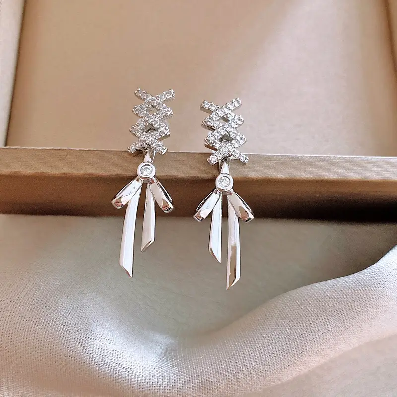 Silver Needle Light Luxury Gradient Purple Zircon Water Drop Flower Butterfly Tassel Earrings Korean Elegant Earrings Fashion Earrings - Image 27