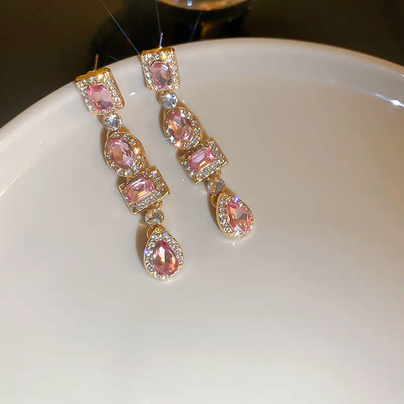 Silver Needle Light Luxury Gradient Purple Zircon Water Drop Flower Butterfly Tassel Earrings Korean Elegant Earrings Fashion Earrings - Image 3