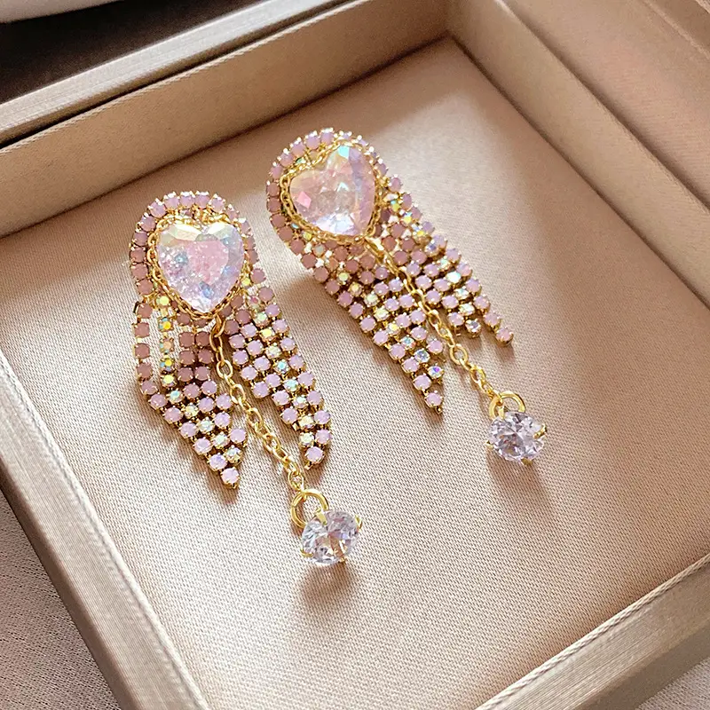 Silver Needle Light Luxury Gradient Purple Zircon Water Drop Flower Butterfly Tassel Earrings Korean Elegant Earrings Fashion Earrings - Image 31