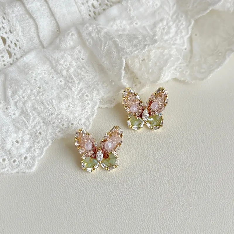 Silver Needle Light Luxury Gradient Purple Zircon Water Drop Flower Butterfly Tassel Earrings Korean Elegant Earrings Fashion Earrings - Image 35