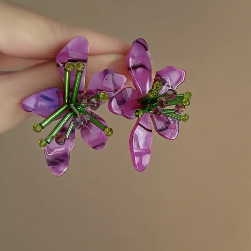 Silver Needle Light Luxury Gradient Purple Zircon Water Drop Flower Butterfly Tassel Earrings Korean Elegant Earrings Fashion Earrings - Image 37