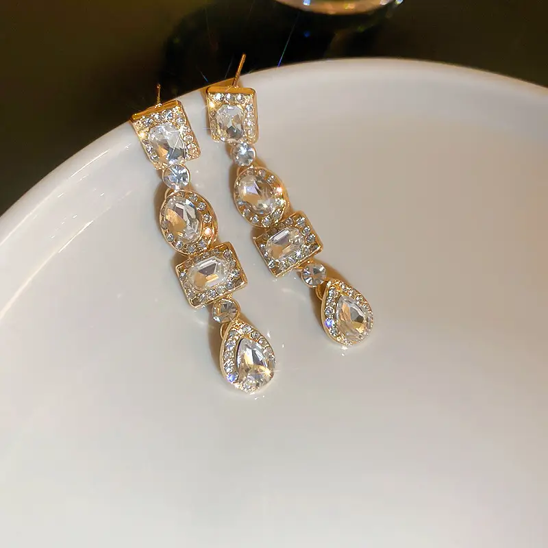 Silver Needle Light Luxury Gradient Purple Zircon Water Drop Flower Butterfly Tassel Earrings Korean Elegant Earrings Fashion Earrings - Image 4