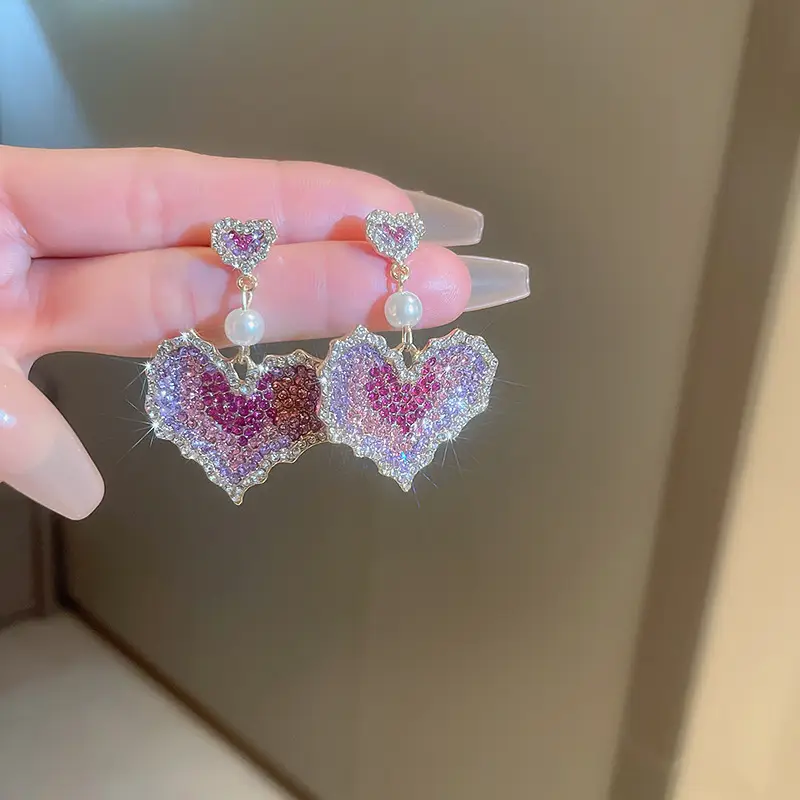 Silver Needle Light Luxury Gradient Purple Zircon Water Drop Flower Butterfly Tassel Earrings Korean Elegant Earrings Fashion Earrings - Image 8