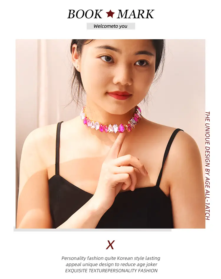 Crystal Exaggerated Necklace for Women with Chain — feature 1