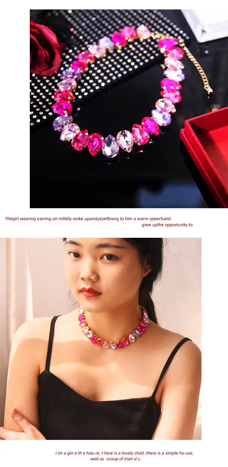 Crystal Exaggerated Necklace for Women with Chain — feature 4