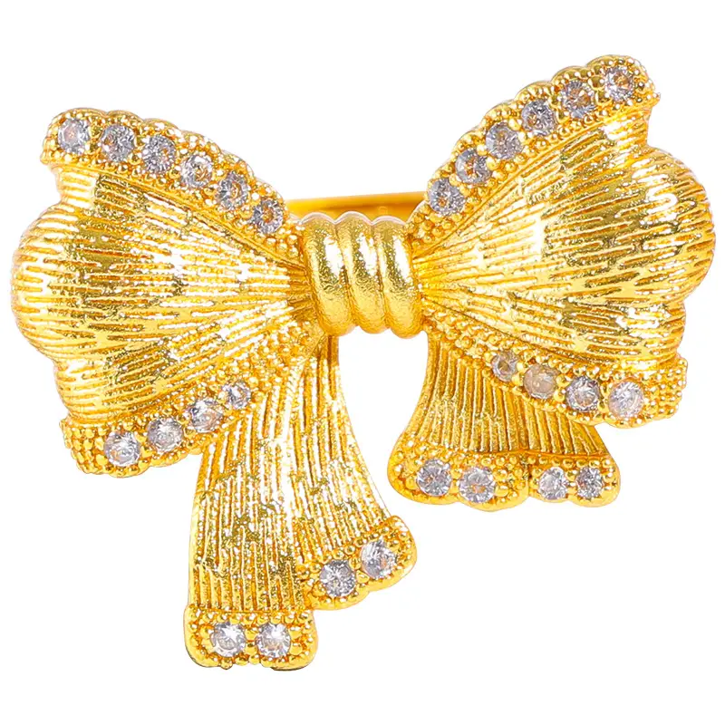 Gold Sand Gold Bow Ring Adjustable Jewelry Gift - Image 12