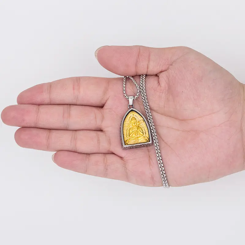 Titanium Steel Buddha Pendant Necklace for Men Women