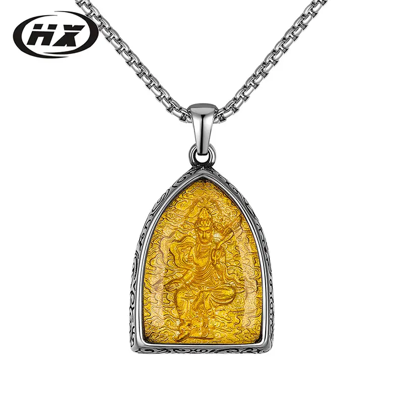 Titanium Steel Buddha Pendant Necklace for Men Women