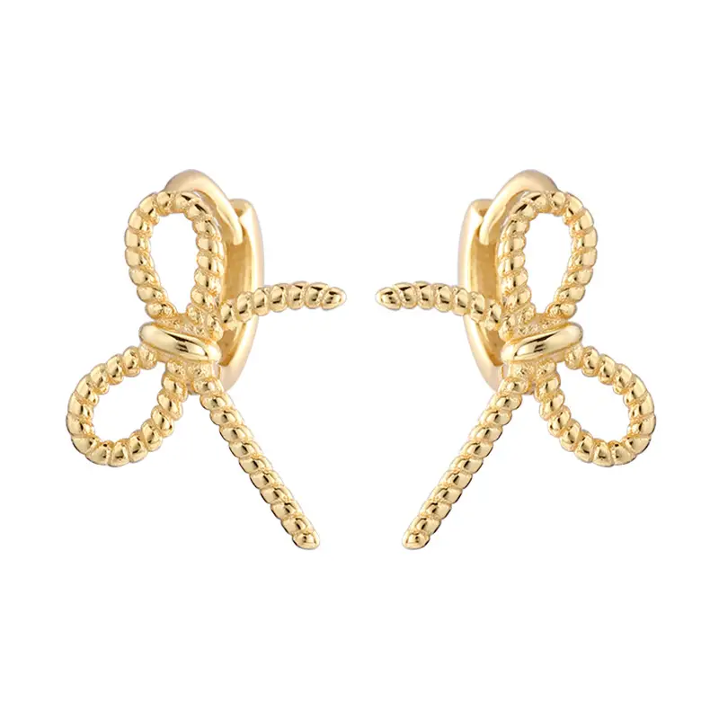 Korean Style Hollow Bow Earrings 925 Silver - Image 7