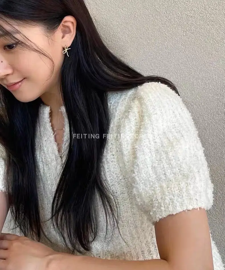 Korean Style Hollow Bow Earrings 925 Silver — feature 11