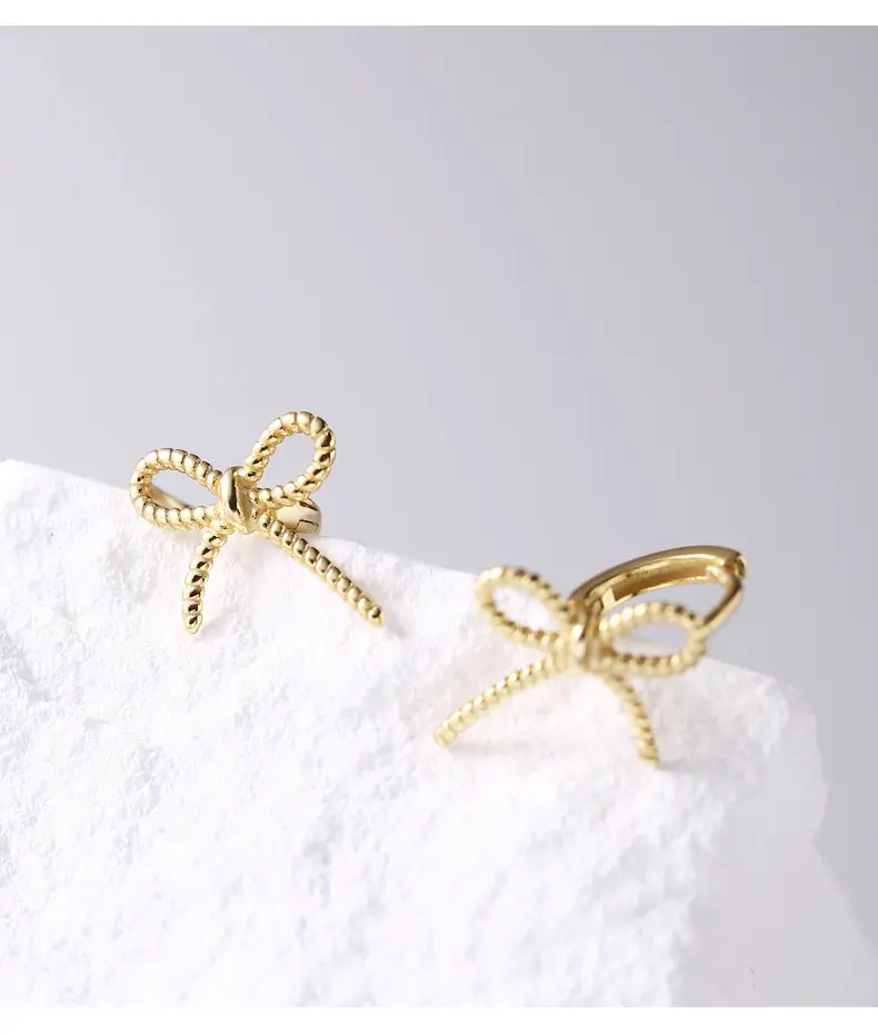Korean Style Hollow Bow Earrings 925 Silver — feature 12