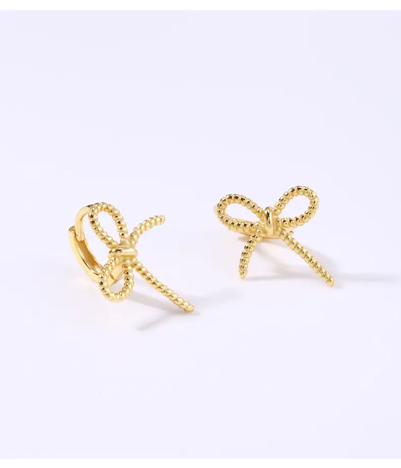 Korean Style Hollow Bow Earrings 925 Silver — feature 14