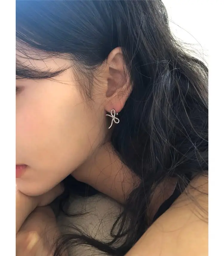 Korean Style Hollow Bow Earrings 925 Silver — feature 15