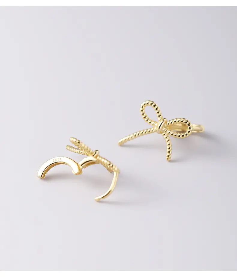 Korean Style Hollow Bow Earrings 925 Silver — feature 16