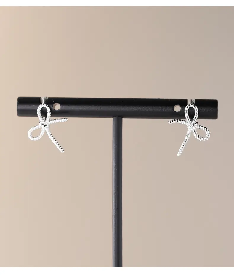Korean Style Hollow Bow Earrings 925 Silver — feature 17