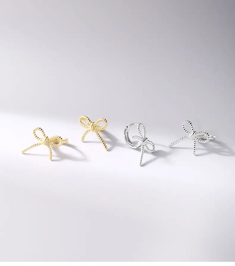 Korean Style Hollow Bow Earrings 925 Silver — feature 5