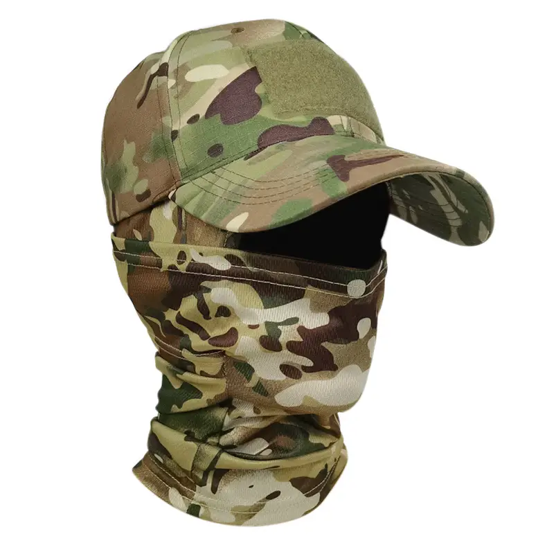 Cross Border Camo Baseball Cap Mask Outdoor Mountaineering Hunting Fishing Sunscreen Cap Tactical Army Fan Baseball Cap