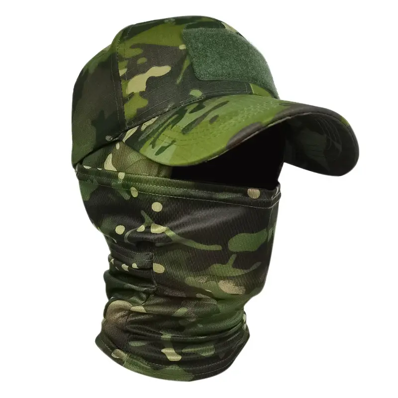 Cross Border Camo Baseball Cap Mask Outdoor Mountaineering Hunting Fishing Sunscreen Cap Tactical Army Fan Baseball Cap