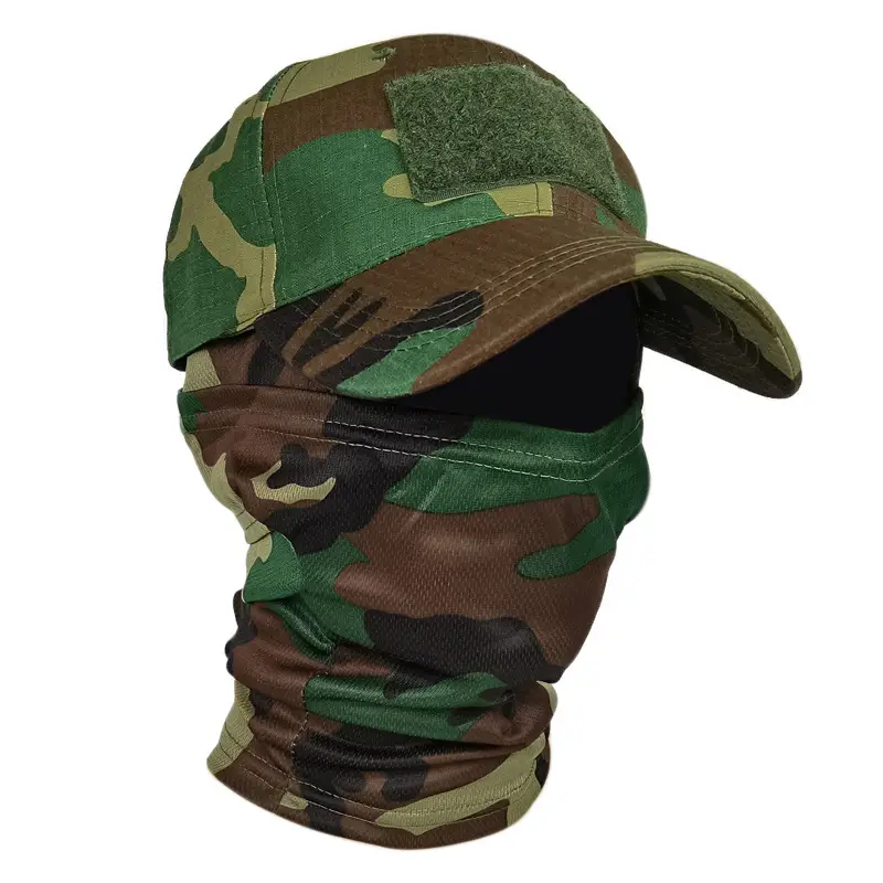 Cross Border Camo Baseball Cap Mask Outdoor Mountaineering Hunting Fishing Sunscreen Cap Tactical Army Fan Baseball Cap