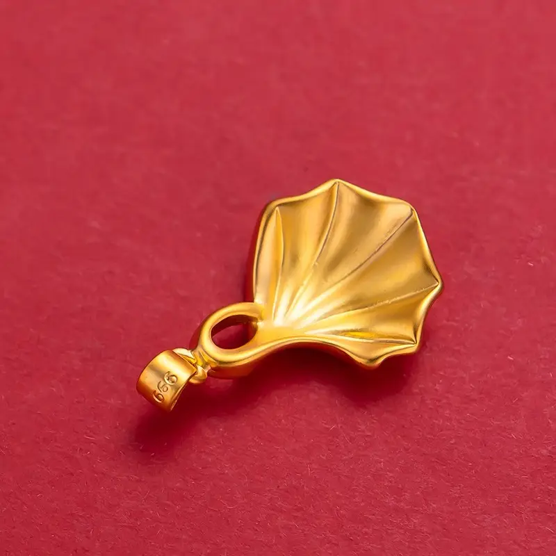 Vietnam Gold Necklace Ginkgo Leaf Pendant Brass - Image 8