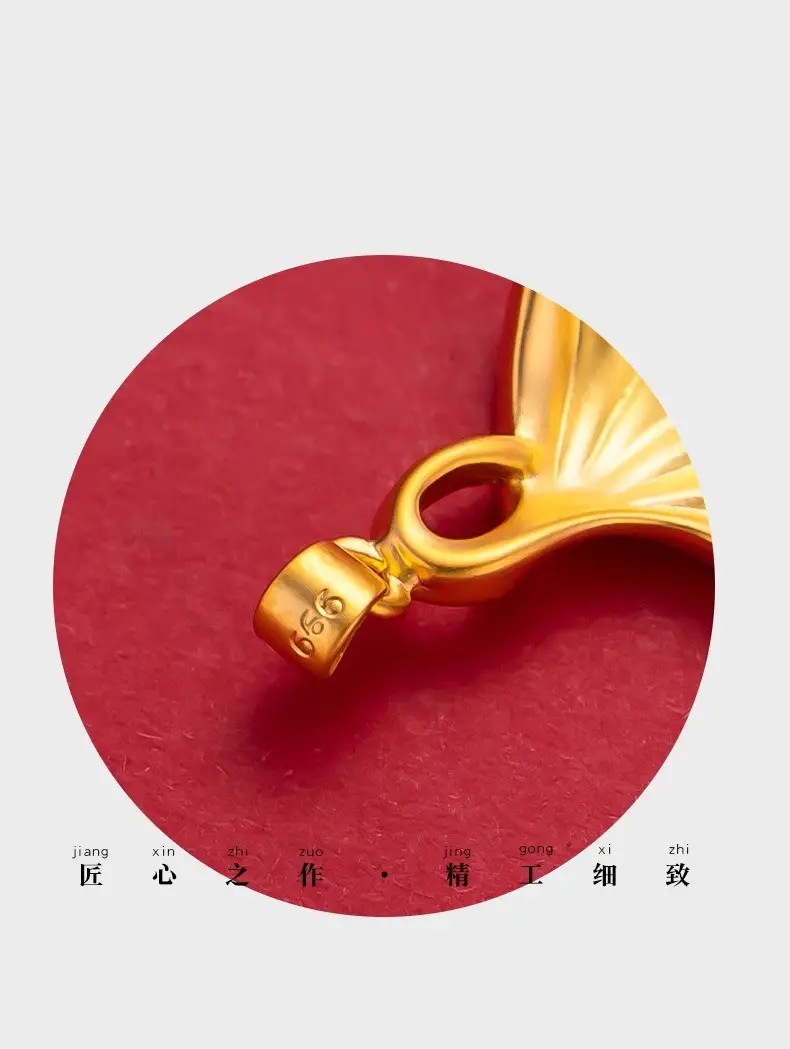 Vietnam Gold Necklace Ginkgo Leaf Pendant Brass — feature 5