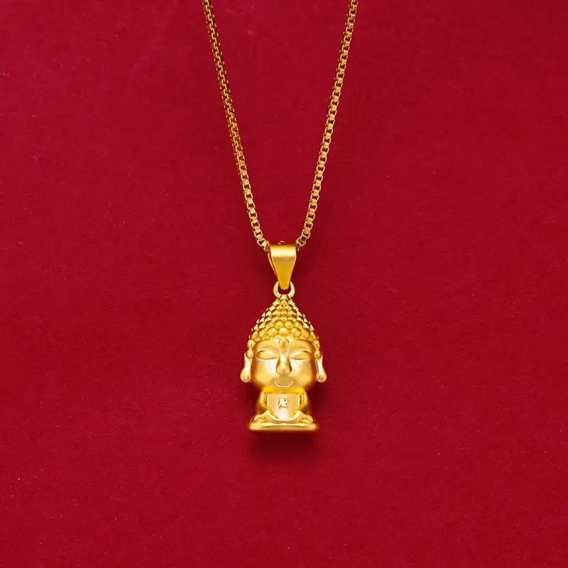 Vietnam Gold Necklace Ginkgo Leaf Pendant Brass - Image 3