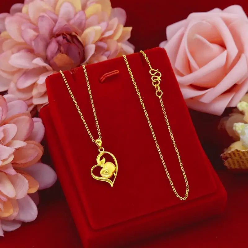 Vietnam Gold Necklace Ginkgo Leaf Pendant Brass - Image 5