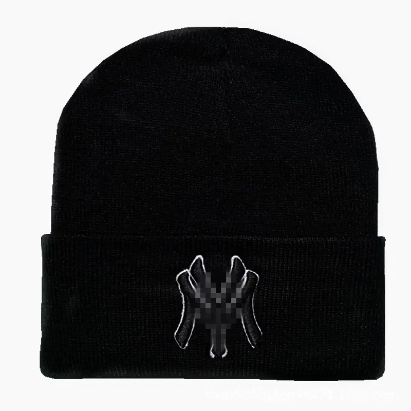 Men's Black Embroidered Wool Beanie 70g Warm Winter Hat - Image 6