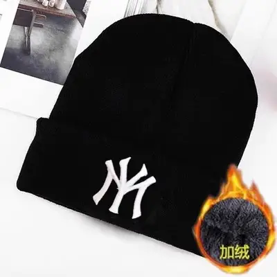Men's Black Embroidered Wool Beanie 70g Warm Winter Hat - Image 5