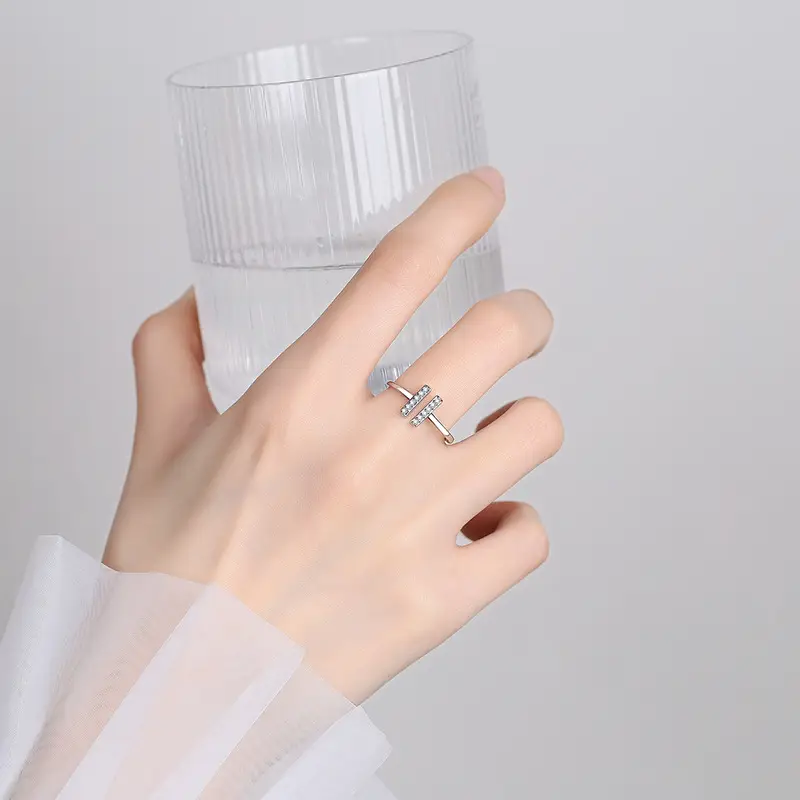 Women's Open-mouth Diamond Ring Silver Gold Design - Image 31