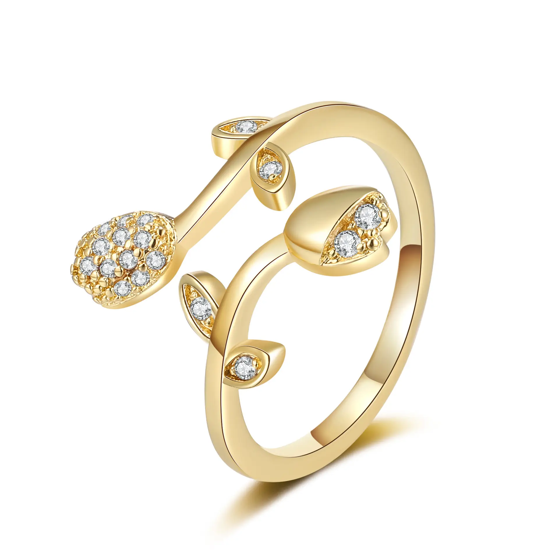 Women's Open-mouth Diamond Ring Silver Gold Design - Image 10