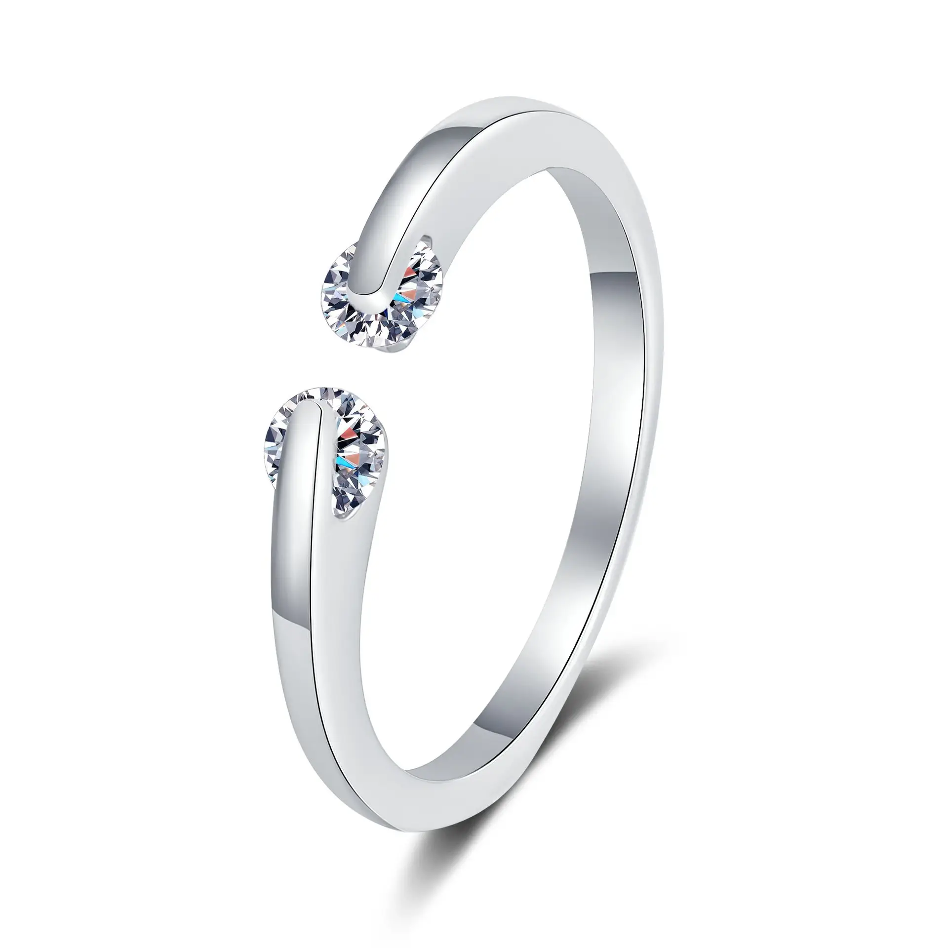 Women's Open-mouth Diamond Ring Silver Gold Design - Image 11