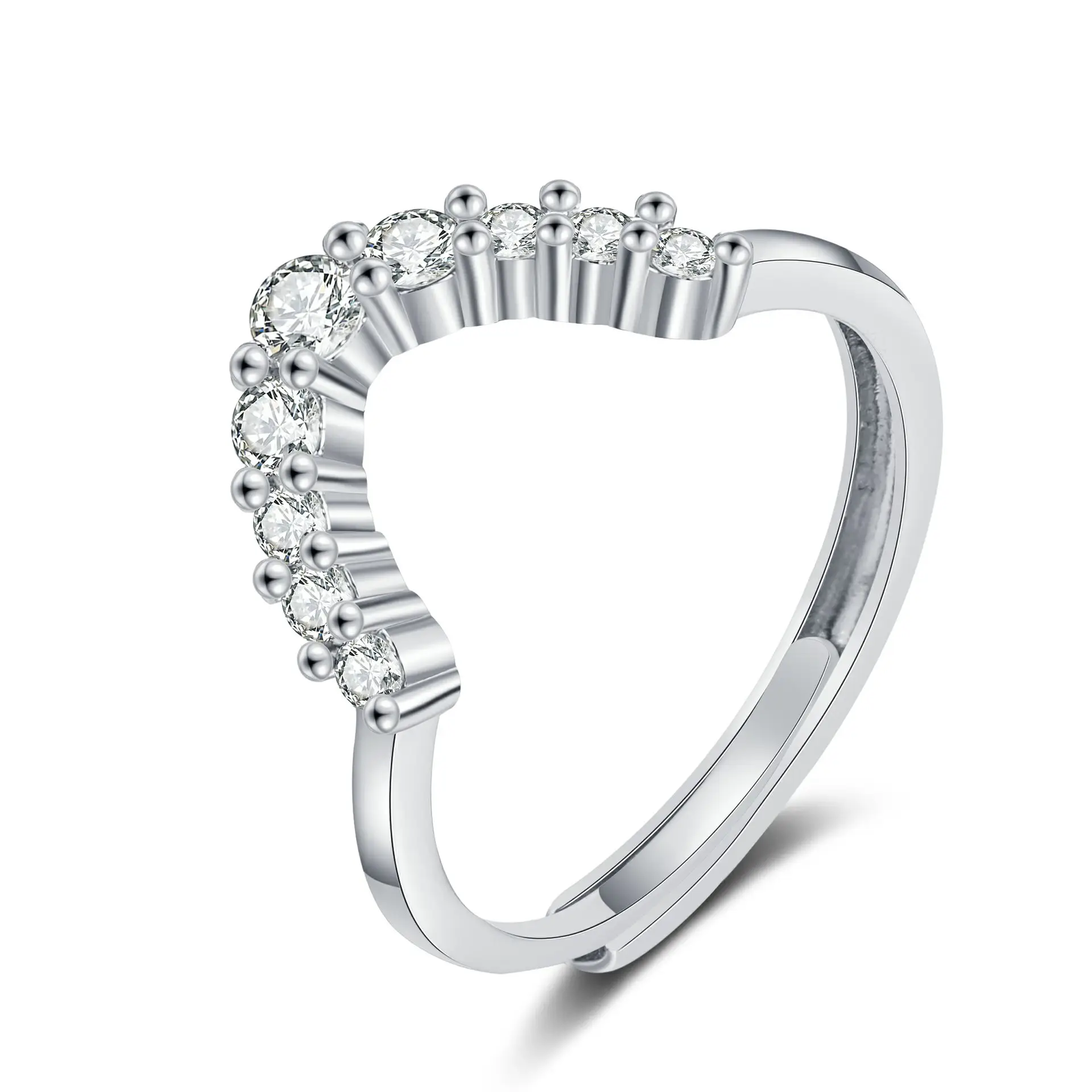 Women's Open-mouth Diamond Ring Silver Gold Design - Image 17