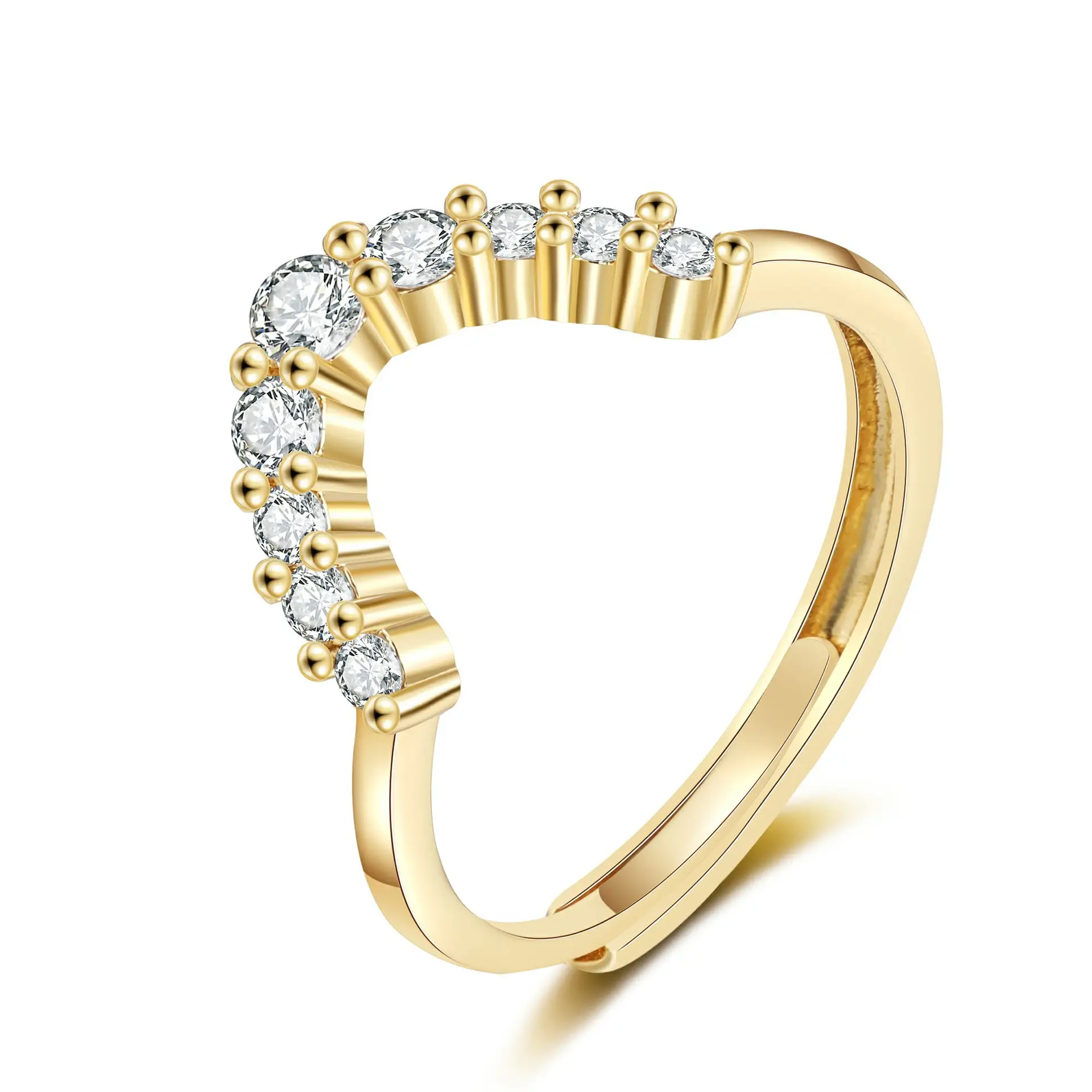 Women's Open-mouth Diamond Ring Silver Gold Design - Image 18