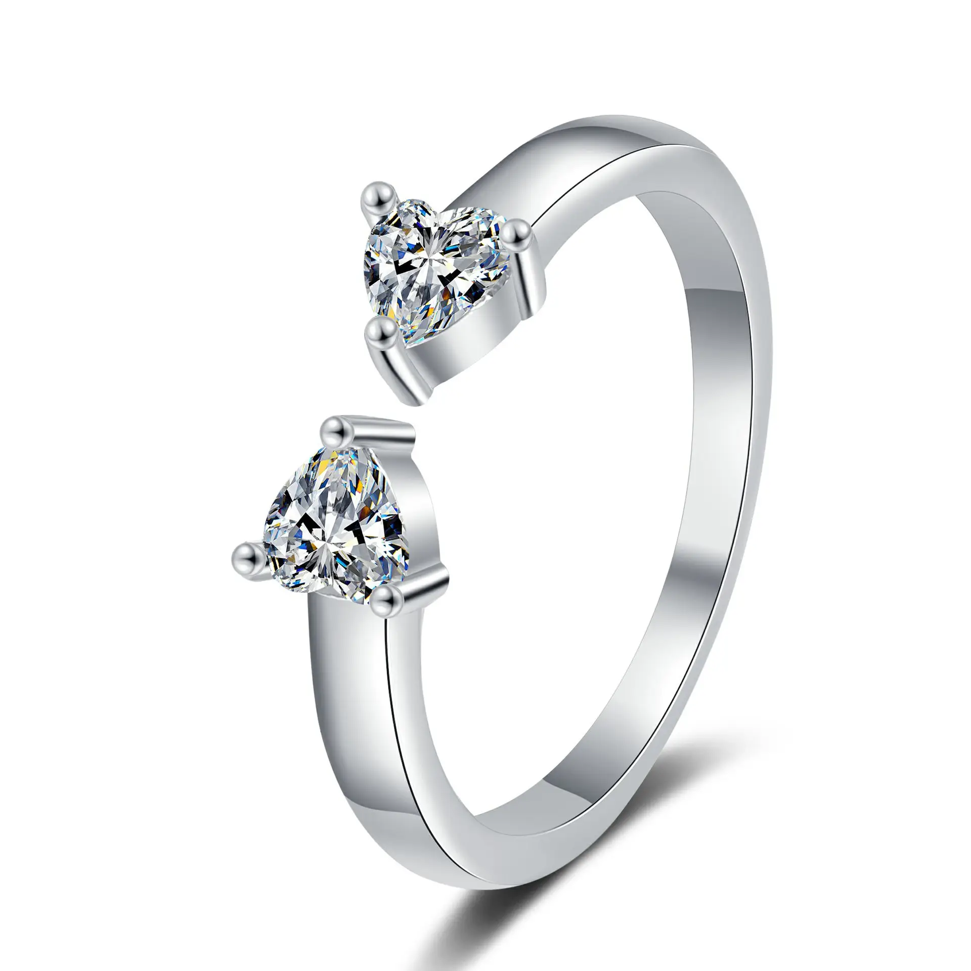 Women's Open-mouth Diamond Ring Silver Gold Design - Image 19