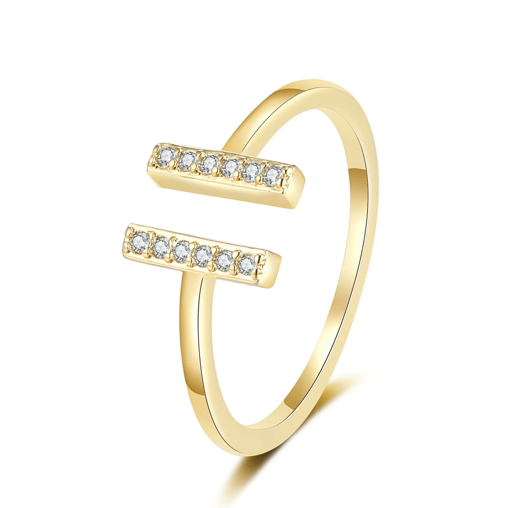 Women's Open-mouth Diamond Ring Silver Gold Design - Image 2
