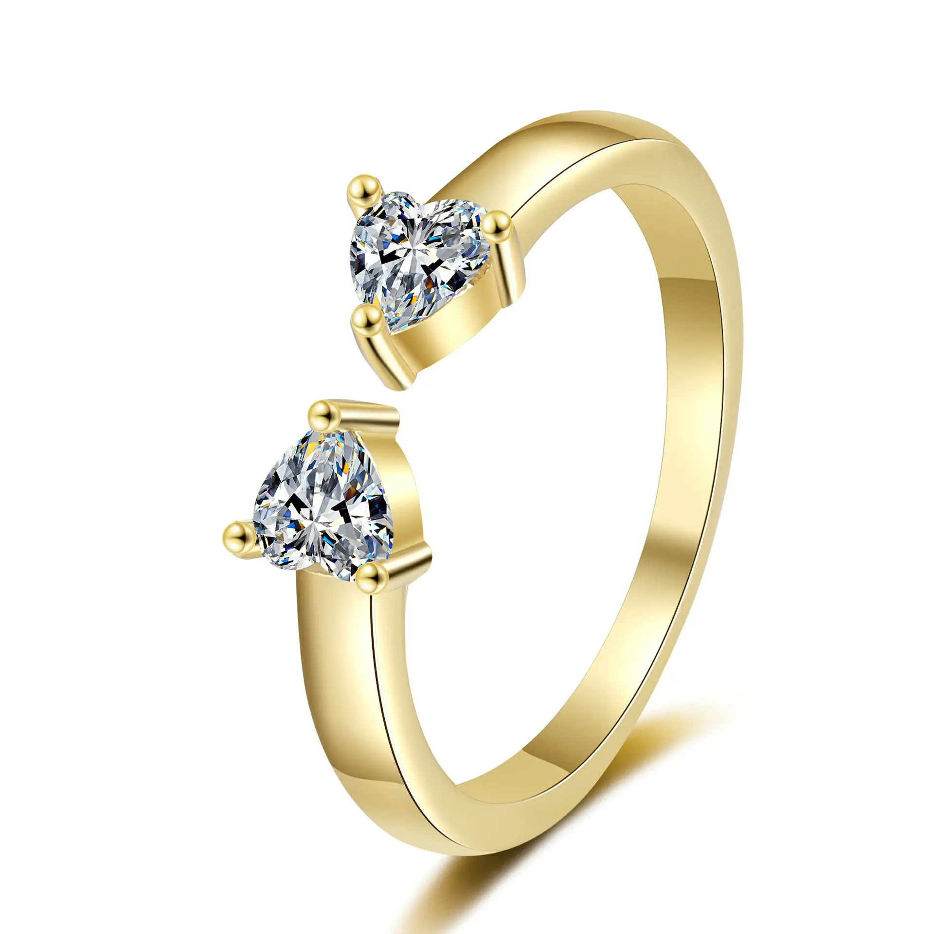Women's Open-mouth Diamond Ring Silver Gold Design - Image 20