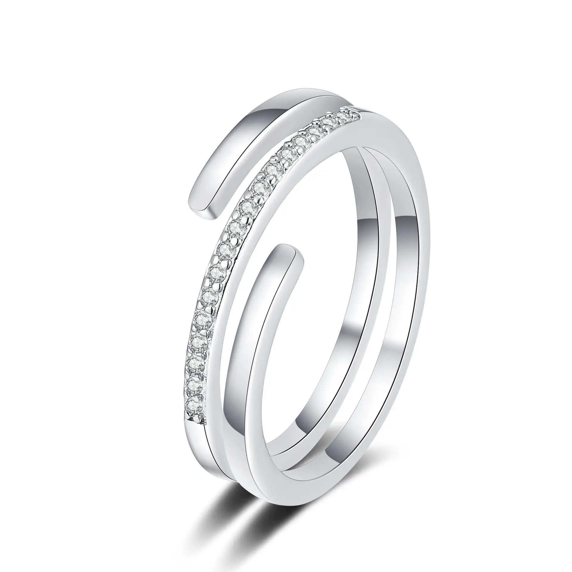 Women's Open-mouth Diamond Ring Silver Gold Design - Image 22