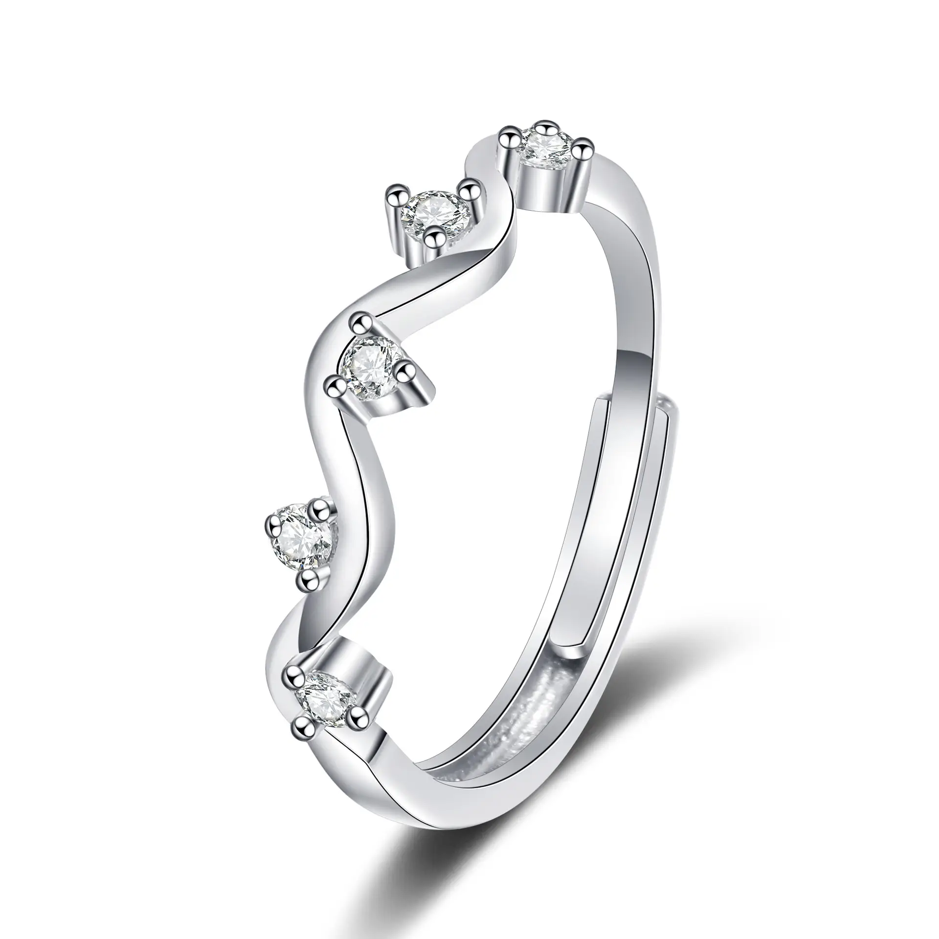 Women's Open-mouth Diamond Ring Silver Gold Design - Image 23