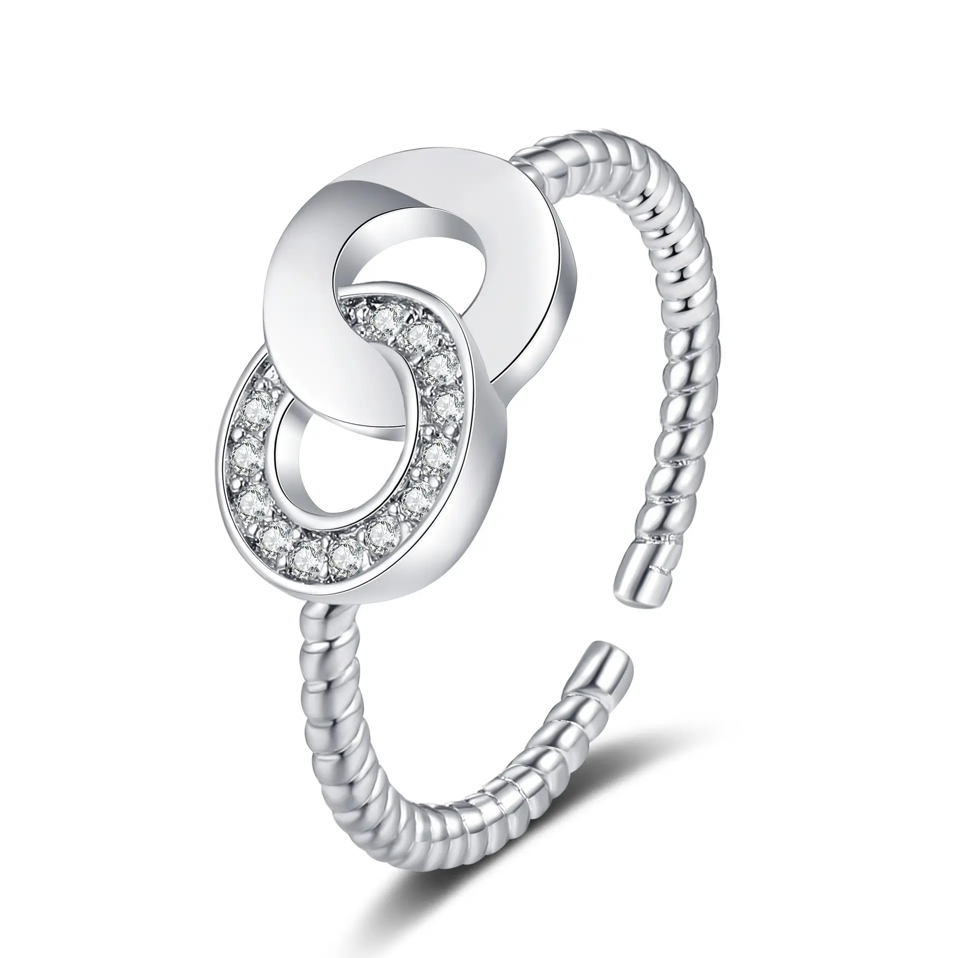 Women's Open-mouth Diamond Ring Silver Gold Design - Image 24