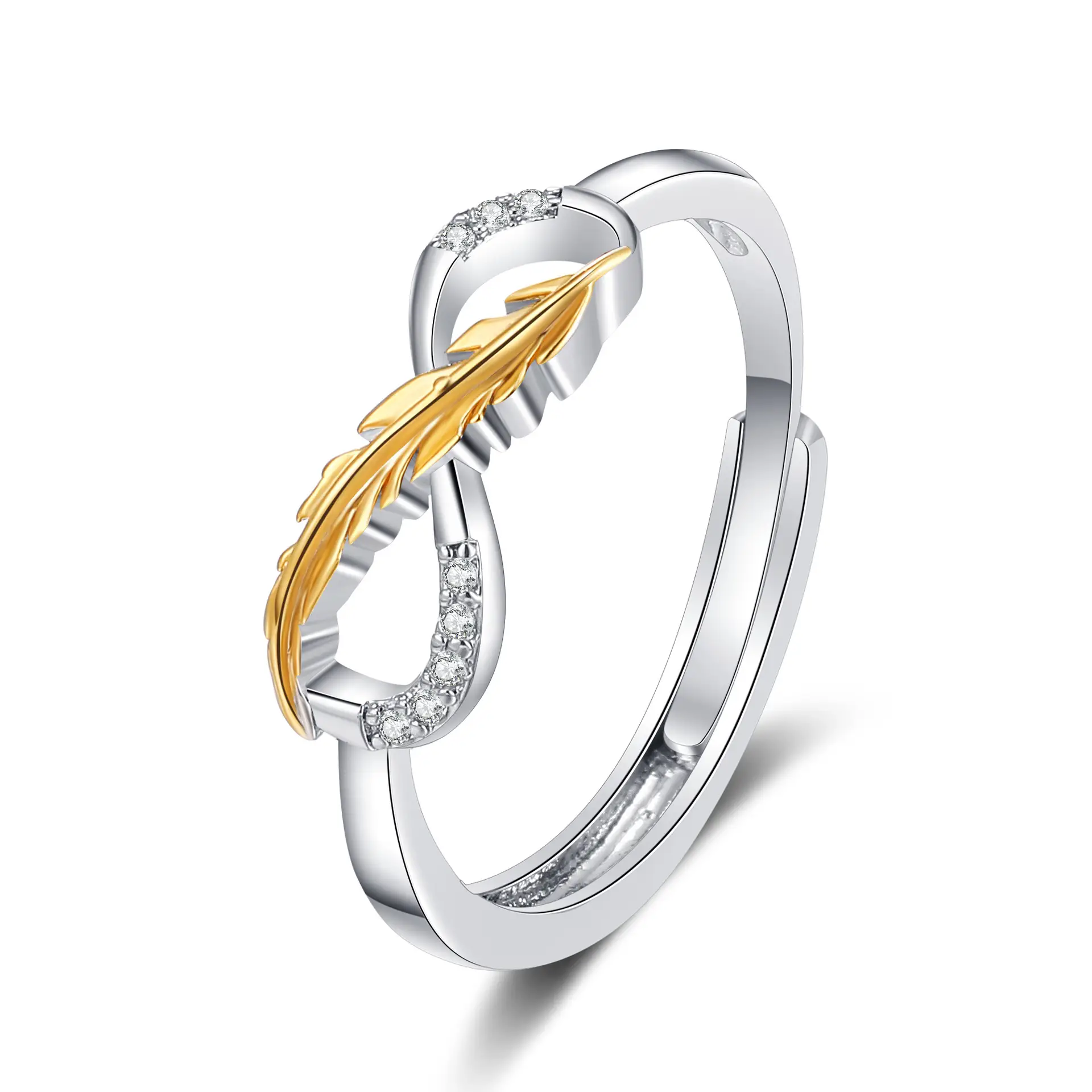 Women's Open-mouth Diamond Ring Silver Gold Design - Image 26