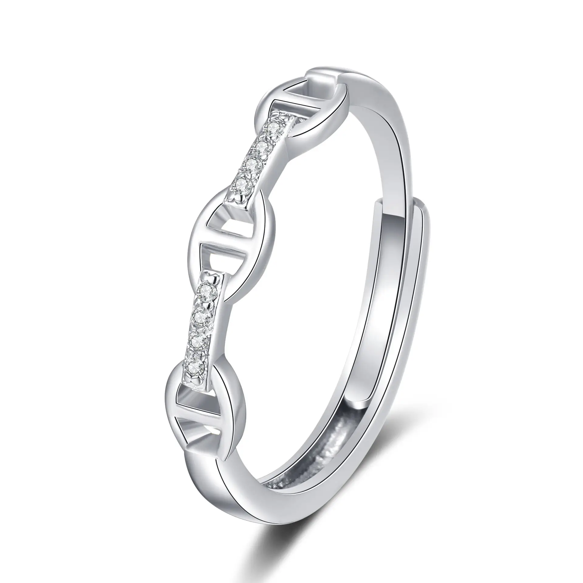 Women's Open-mouth Diamond Ring Silver Gold Design - Image 7