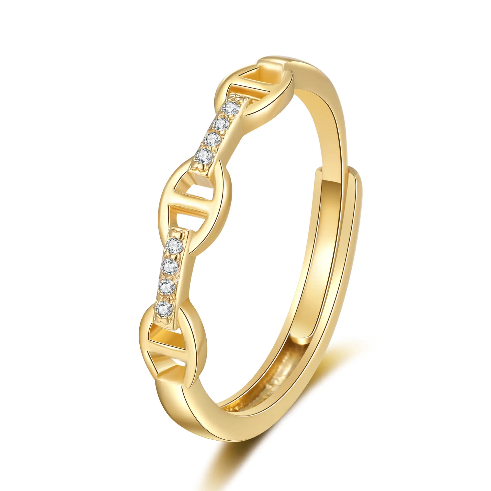 Women's Open-mouth Diamond Ring Silver Gold Design - Image 8