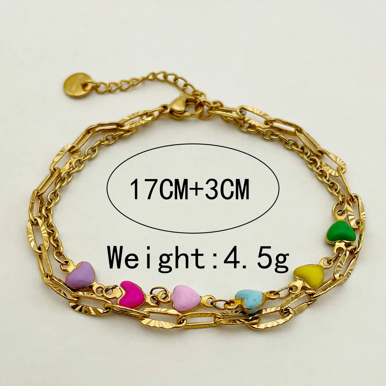 Vintage Gold Chain Bracelet with Colorful Stones - Image 4