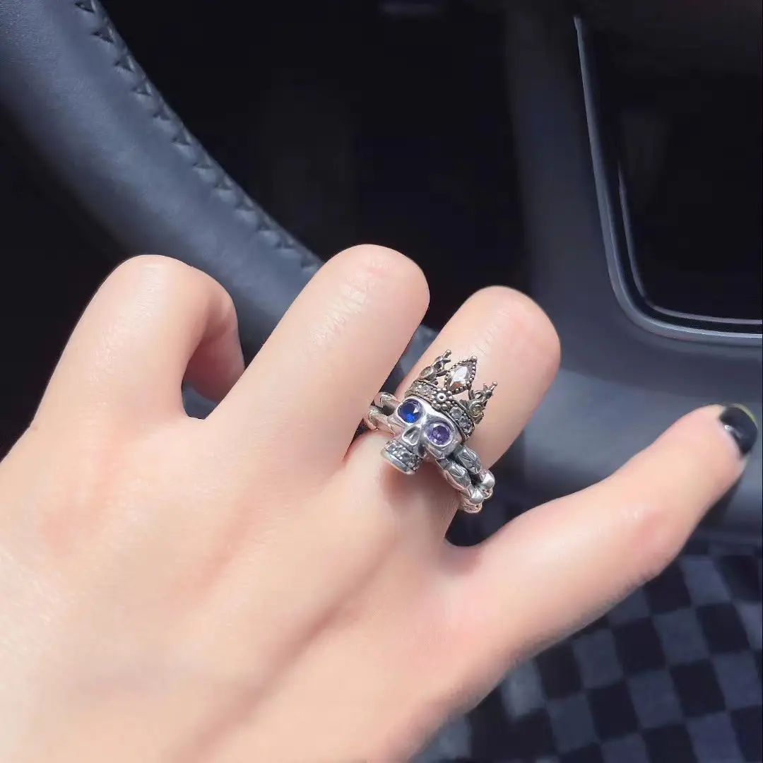 Blue Purple Zircon King Skull Ring for Women - Image 5