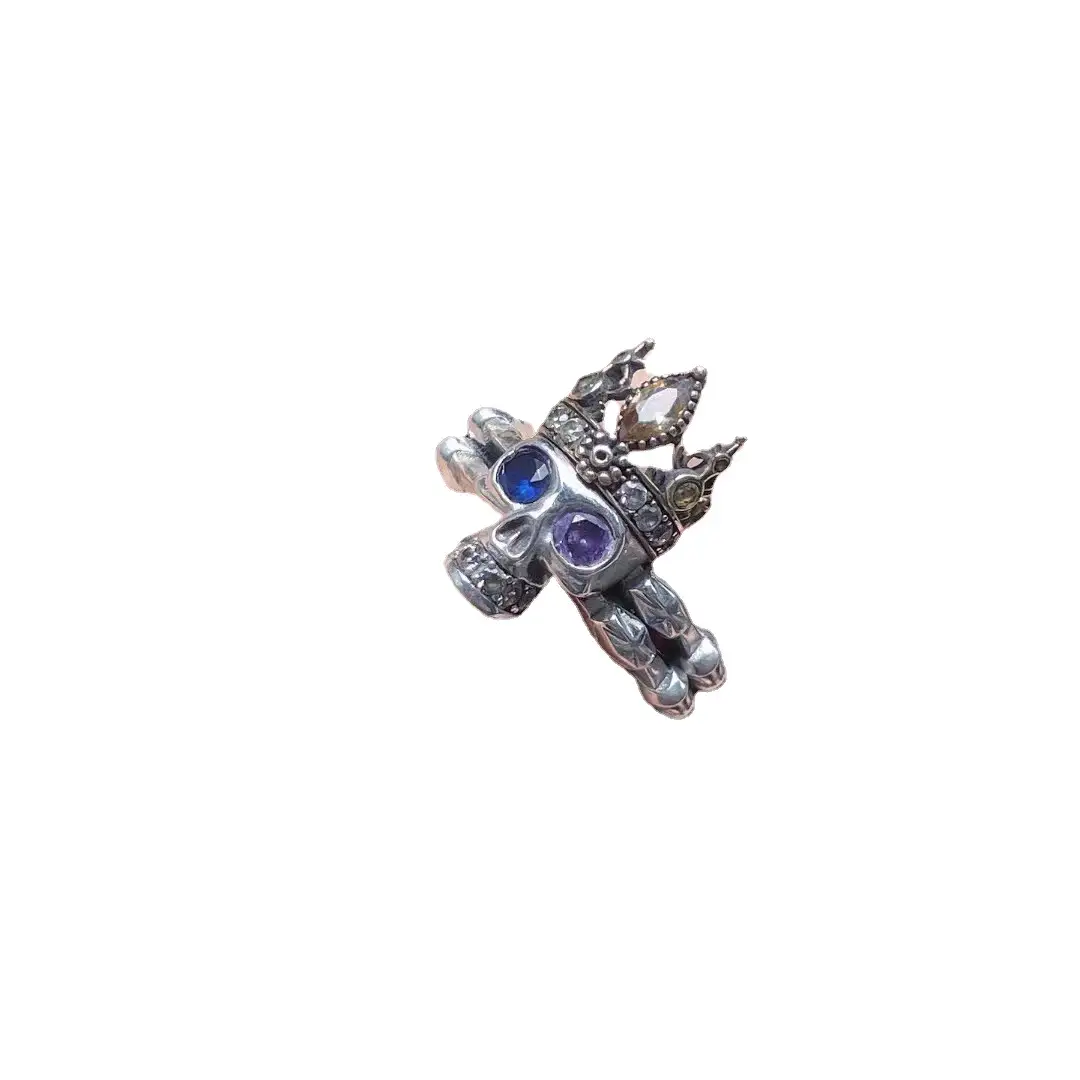 Blue Purple Zircon King Skull Ring for Women - Image 6