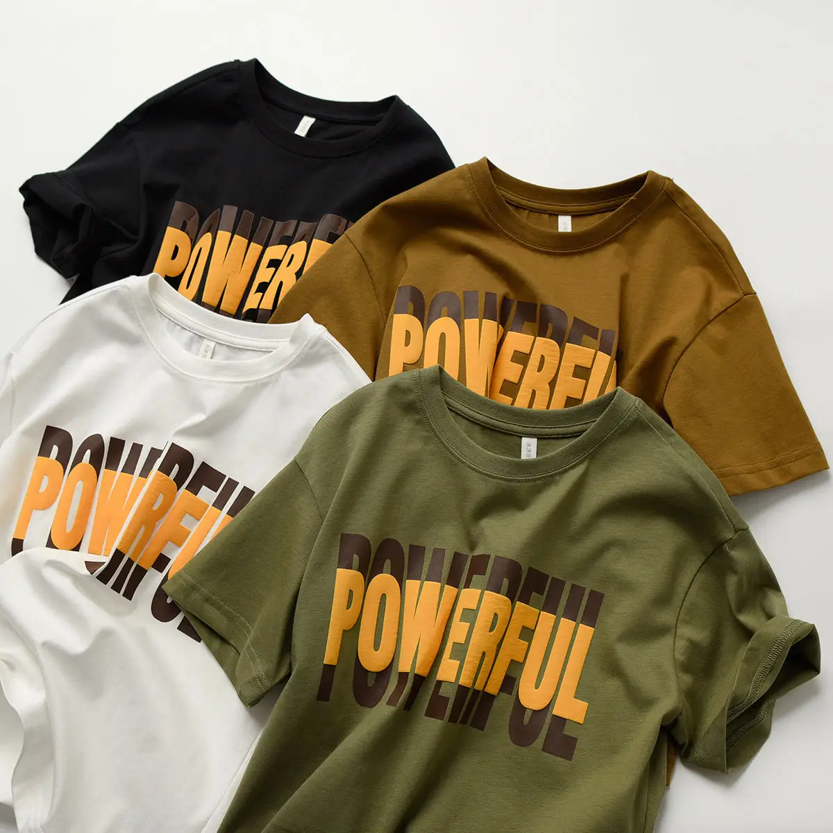 Children Cotton Letter T-Shirt Loose Sweat Wicking Summer Wear - Image 5