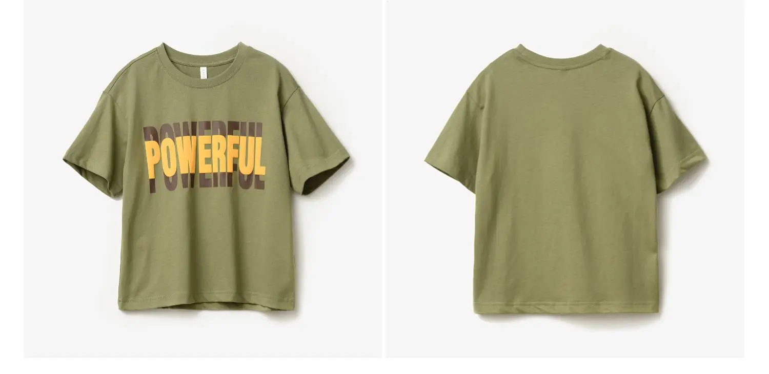 Children Cotton Letter T-Shirt Loose Sweat Wicking Summer Wear — feature 2