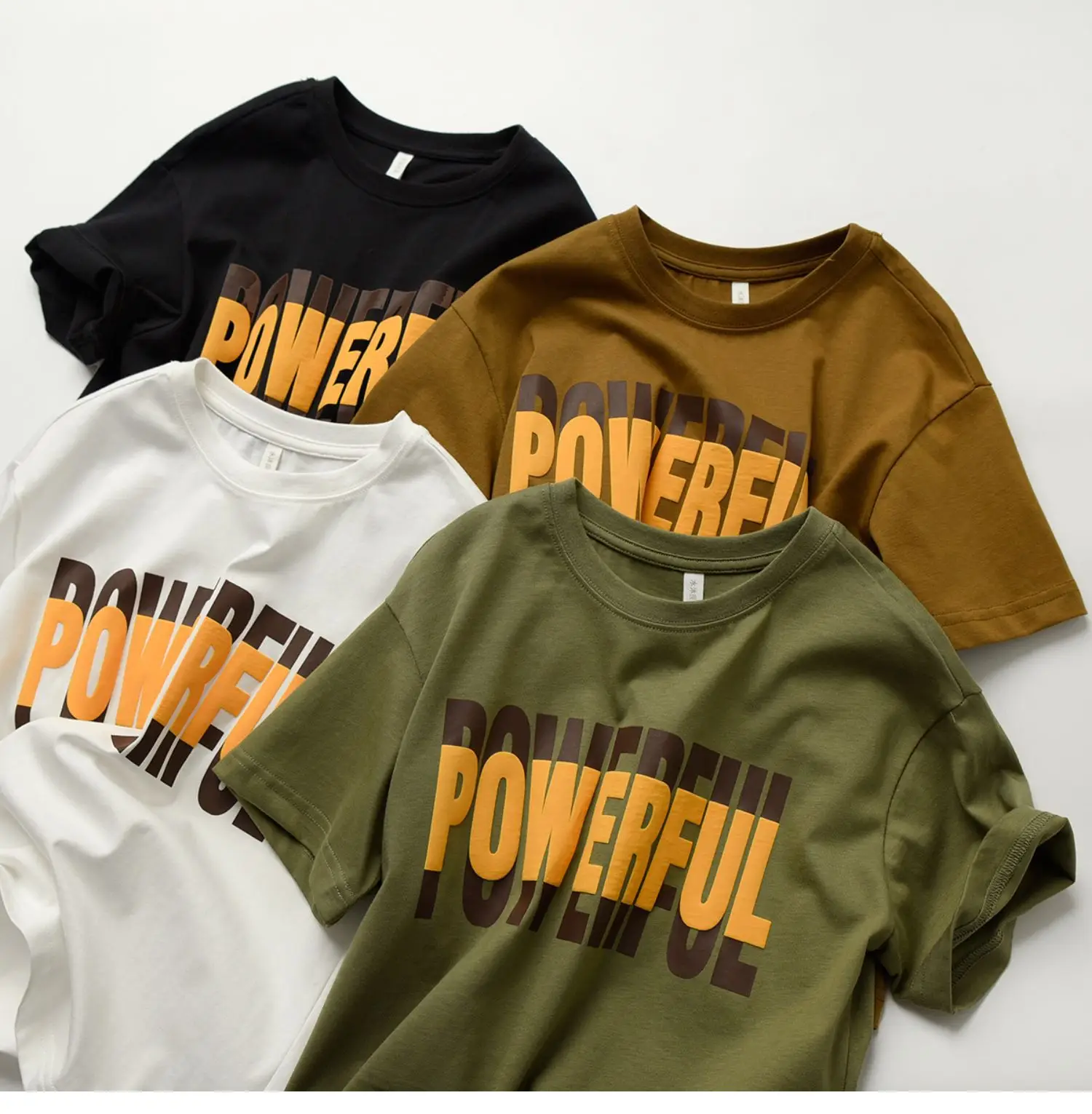 Children Cotton Letter T-Shirt Loose Sweat Wicking Summer Wear — feature 3