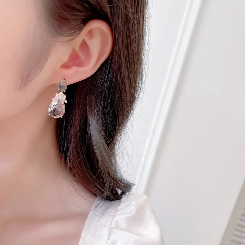 S925 Silver Zircon Drop Earrings Wholesale